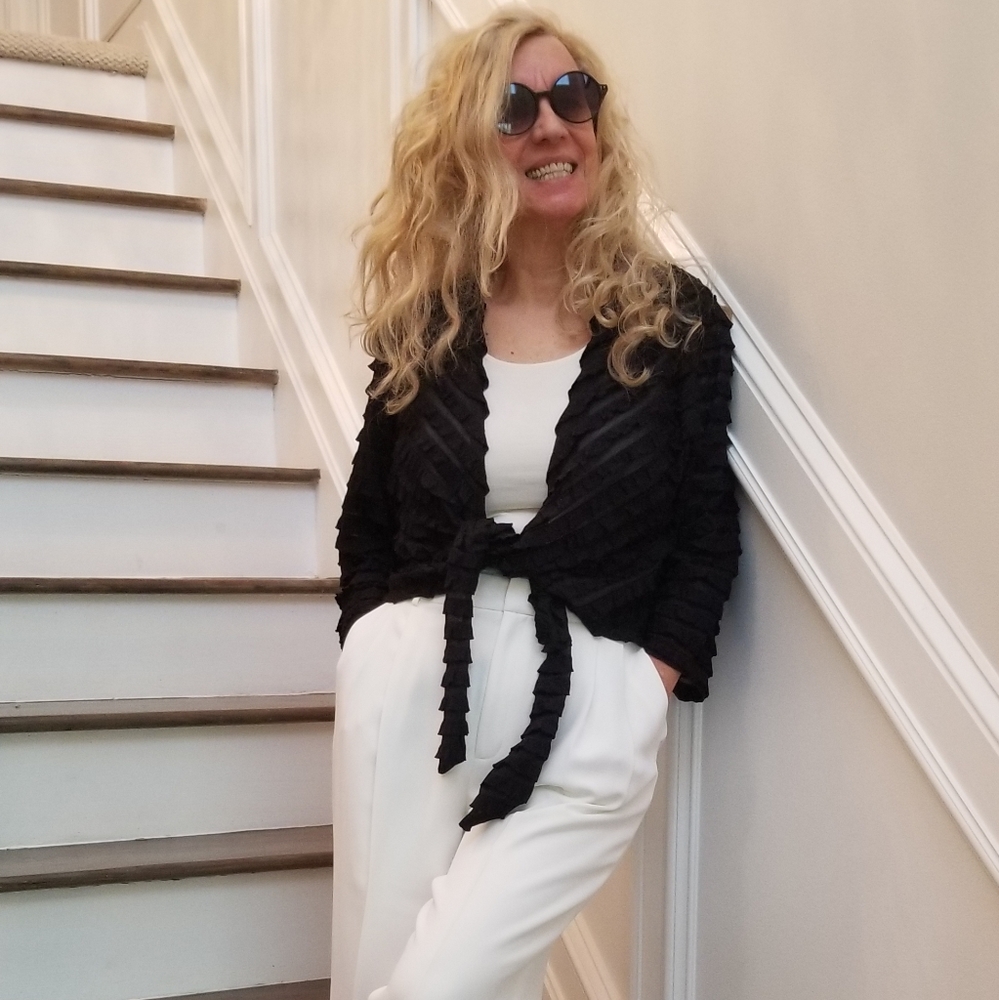 Maxima USA Ex Cond/Pro Clean Tie-Front Semi-Sheer Bolero Jacket, OS, $40